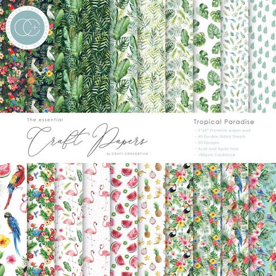Craft Consortium Double-Sided Paper Pad 6"X6" 40/Pkg-Tropical Paradise, 20 Designs